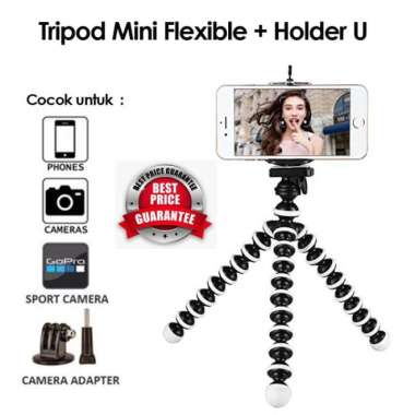 Mini Flexible Tripod Gorilla Pod Gorilla Pod Flexible Tripod + Holder Hitam warna