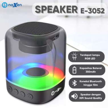 Naxen Speaker Bluetooth Transparan E-3052 Extra Bass RGB LED Lamp