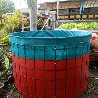 Kolam Terpal Bulat/Paket Komplit D1xT0.5m/Kolam Terpal Semi Karet