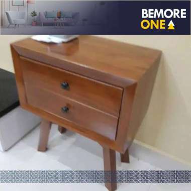 BEMORE - MEJA MOTIF KAYU / MEJA NAKAS / BEDSIDE 50 X 30 X 80 Cokelat