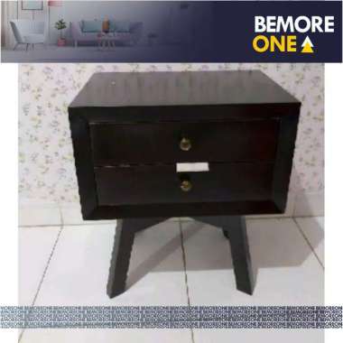 BEMORE - MEJA MOTIF KAYU / MEJA NAKAS / BEDSIDE 50 X 30 X 80 Hitam