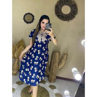 Daster Kekinian Manohara Jumbo Pita Rayon Premium Dress Wanita Lengan Pendek Baju Casual Kekinian LD