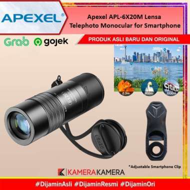 KameraKamera Apexel APL-6X20M Lensa Telephoto Monocular for Smartphone Hitam