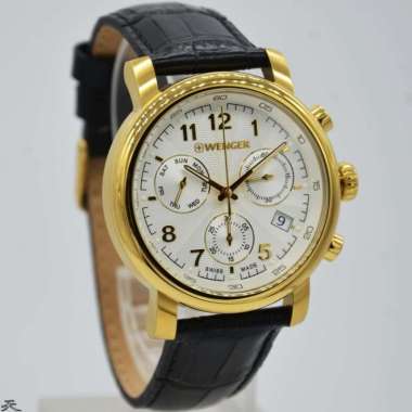 WENGER 01.1043.106 - Jam Tangan Pria Kulit Original - Black