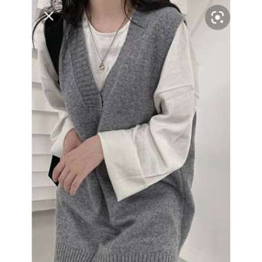 KANI VEST ROMPI BASIC RAJUT | Knit Vest Rompi Rajut | Rajut murah kekinian | ALENA VEST Abu Tua