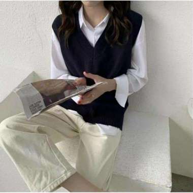 KANI VEST ROMPI BASIC RAJUT | Knit Vest Rompi Rajut | Rajut murah kekinian | ALENA VEST Hitam