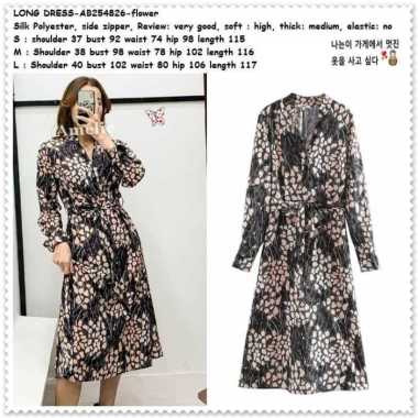 AB254826 Long Dress Maxi Kemeja Panjang Wanita Korea Import Tunik