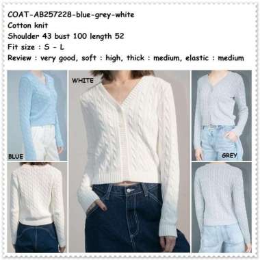 AB257228 Cardigan Kardigan Jaket Rajut Wanita Korea Import Putih Grey