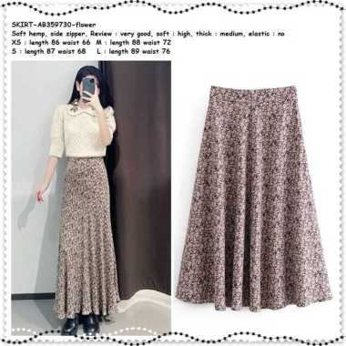 AB359730 Rok Panjang Maxi Midi Skirt Bunga Flower Wanita Korea Import