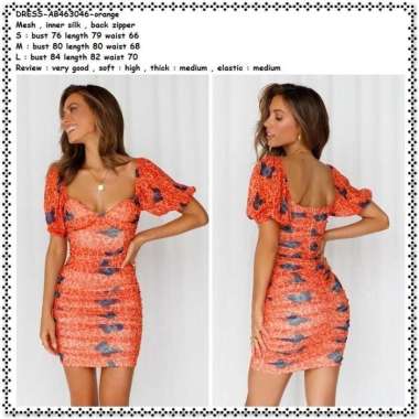 AB463046 Sexy Mini Dress Pesta Bodycon Kupu Wanita Korea Import Orange