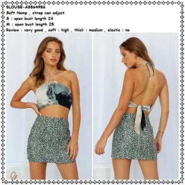 AB864986 Summer Halter Neck Crop Tank Top Pantai Wanita Korea Import