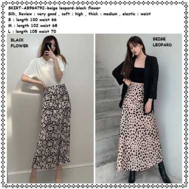 AB964792 Rok Panjang Maxi Bunga Leopard Macan Wanita Korea Import