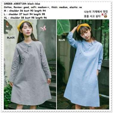 Mini Dress Cheongsam Lengan Panjang Garis Wanita Korea Import AB837184