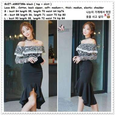 Set Mini Dress Pesta Sabrina Rok Midi Mermaid Korea Import AB537356