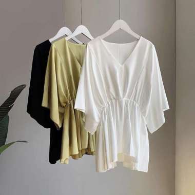 Nami Blouse Atasan Baju Muslim Polos Fashion Wanita Muslim Terlaris Putih