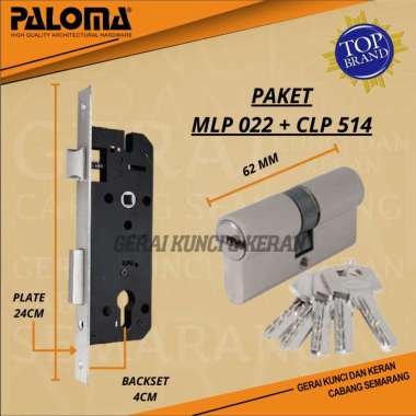 PAKET MLP 022 CLP 514 ( BODY SLOT + CYLINDER ) PALOMA MORTISE KUNCI PINTU SWING