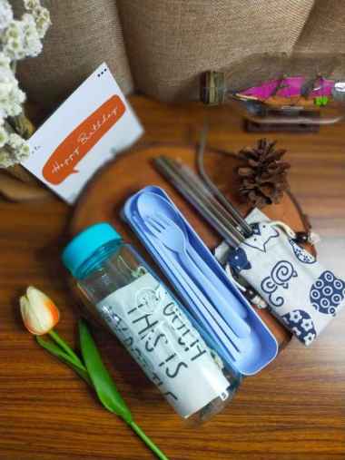 Set Gift Box New Normal Kit Hampers Kado ulang tahun/ sovenir Biru