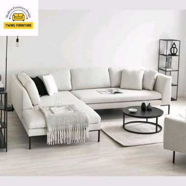 sofa putih L shape minimalis sofa cantik elegant bergaransi