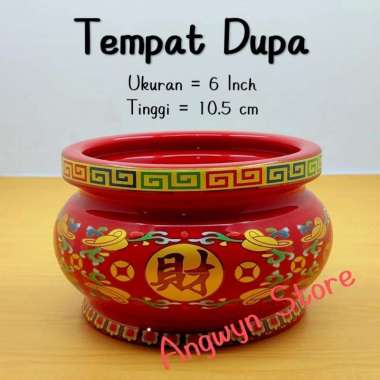 Tempat Dupa / Hiolo Keramik Merah 6 Inch