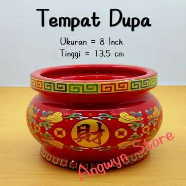 Tempat Dupa / Hiolo Keramik Merah 8 Inch