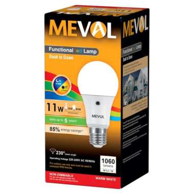 MEVAL Lampu LED Sensor Cahaya 11 watt 11w Light / Photo Sensor MEVAL Kuning