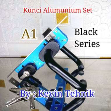 Handle Kunci Alumunium Set Warna Hitam, Kunci Pintu Alumunium Black Series
