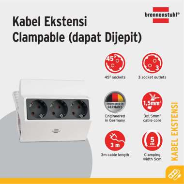 Brennenstuhl Stop Kontak Clampable socket strip 3-fold - 1150070