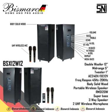 Speaker Portable Wireless BISMARCK BSX12W12 ( 12 inch )