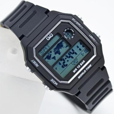 Q&Q M196J HRZ Jam Tangan Digital Pria Hitam Silver