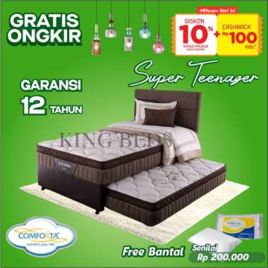 Comforta Spring bed Super Teenager sorong 2 in 1 Full Set 120 100 90 dengan sandaran 120 x 200