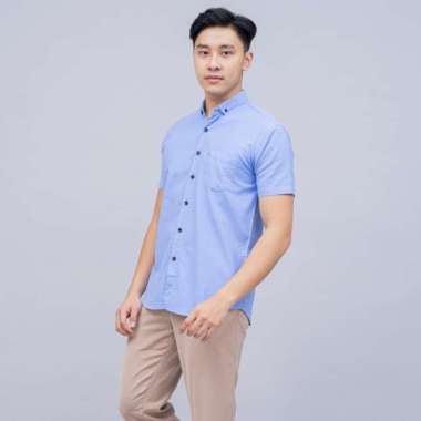 Houseofcuff Kemeja Pria Lengan Pendek Slim Fit Biru Langit XL