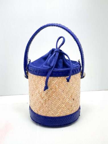 Hand Bag Wanita-Bag Lulu Lampit-Sling Bag-Tas Kulit Asli-Tikar-Anyam Blue BCA