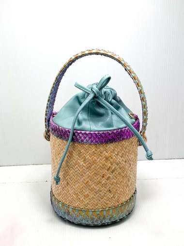 Hand Bag Wanita-Bag Lulu Lampit-Sling Bag-Tas Kulit Asli-Tikar-Anyam Purple Black Gold