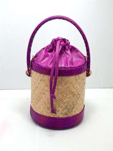 Hand Bag Wanita-Bag Lulu Lampit-Sling Bag-Tas Kulit Asli-Tikar-Anyam Gradasi Purple