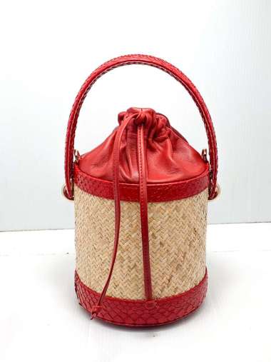 Hand Bag Wanita-Bag Lulu Lampit-Sling Bag-Tas Kulit Asli-Tikar-Anyam Red