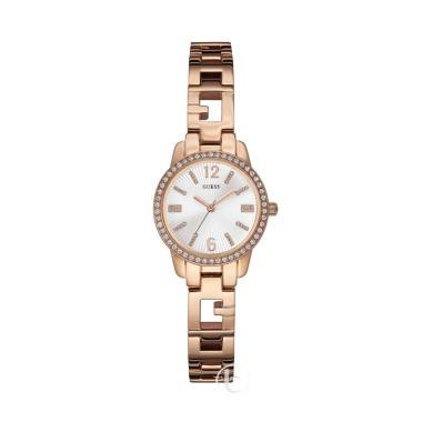 GUESS Charming W584L3 Crystal Bezel Original Jam Tangan Wanita Rose Gold Silver