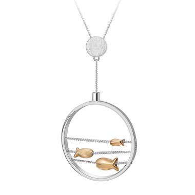 Seri Seri SSE0124 Sterling Silver Jewelry 925 Necklace Swimming Fish Kalung Perak Wanita