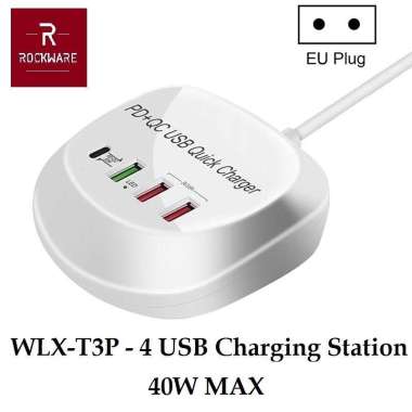4 Port Usb Charger WLX-T3P PD and QC 3.0 - Charger USB 3 Port + 1 PD