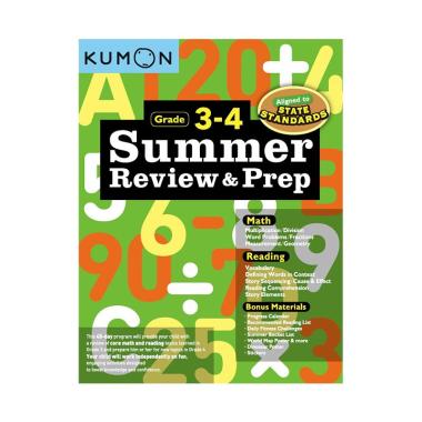 Kumon Publishing KUMON Summer Review & Prep Workbook 3-4 Buku Edukasi [New Cover] Green Floral