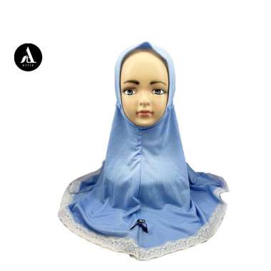 Artie | Hijab Instan Anak Bergo Tali Renda Dada Biru Muda