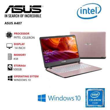 LAPTOP ASUS A407 INTEL CELERON N4000 SUPERSLIM FINGERPRINT HDD 1TB