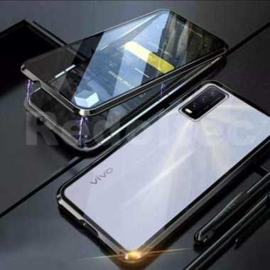 Case magnet VIVO Y20s Duoble Glass depan belakang Glass original Biru