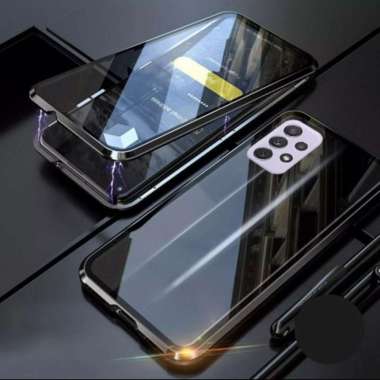 Case magnet SAMSUNG A52s 5G Cover Duoble Glass depan belakang original Putih