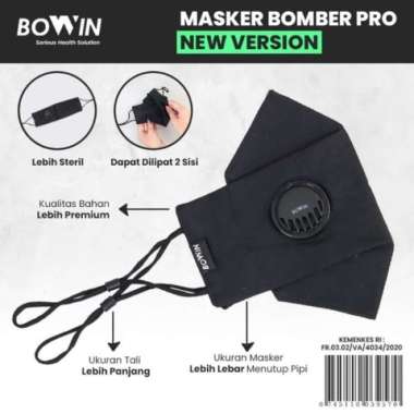 Bowin Masker Bomber 4D New - 2x Anti Bakteri (Masker Kain 4 Lapis)
