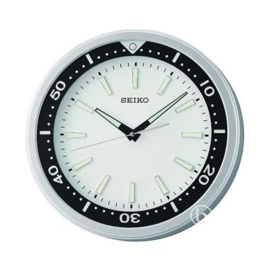Seiko QXA723S 3D Index Lumibrite Quiet Sweep Wall Clocks Jam Dinding [35 cm] - White Silver Metallic