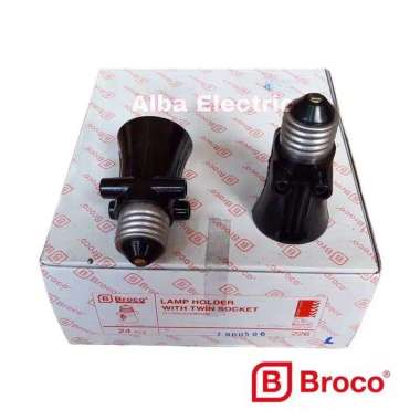 Fitting Kombinasi BROCO 2 Colokan/Cabang Fitting Gantung Lampu 2 cbang