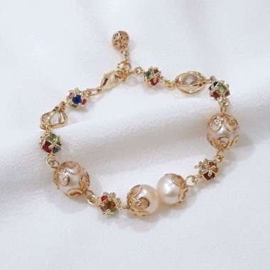 Gelang Permata Bola Warna Warni Mutiara Air Tawar