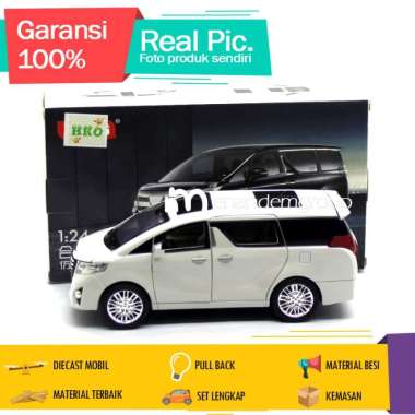 Diecast Miniatur Mobil Metal Mainan Mobil Toyota Alphard 1/24 Besi - Putih