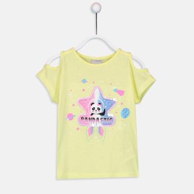 Jual Lc Waikiki Girl S Printed Cotton T Shirt Black Striped 9sg902z4 Murah Agustus 2020 Blibli Com