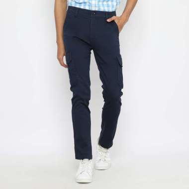 POLICE Celana Cargo Panjang Biru Tua Slim Fit Pria 33 Biru Tua